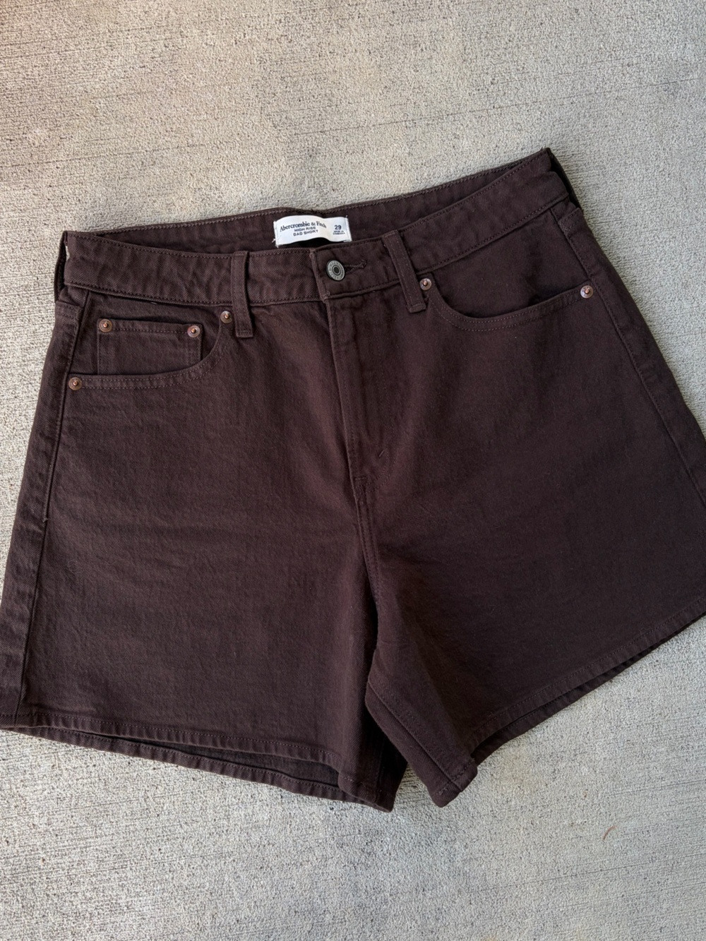 Abercrombie and Fitch curve love high rise dad short mocha brown denim jean